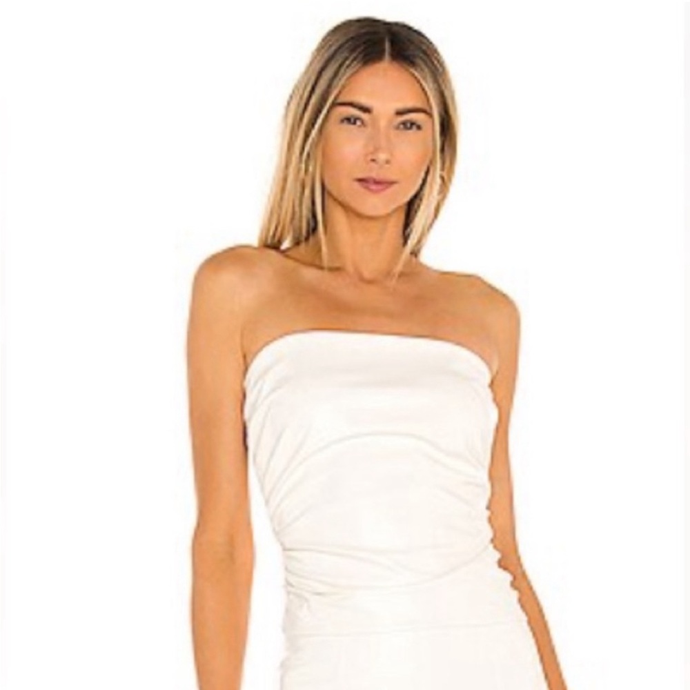 Amanda Uprichard Faux Leather Tube Top